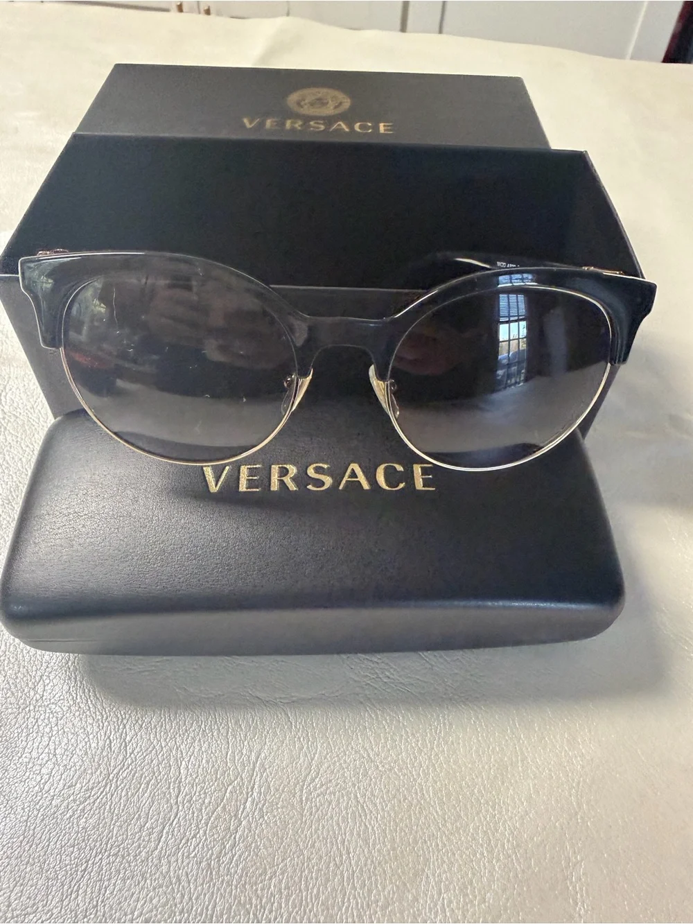 Versace Black Sunglasses with Gold Accents